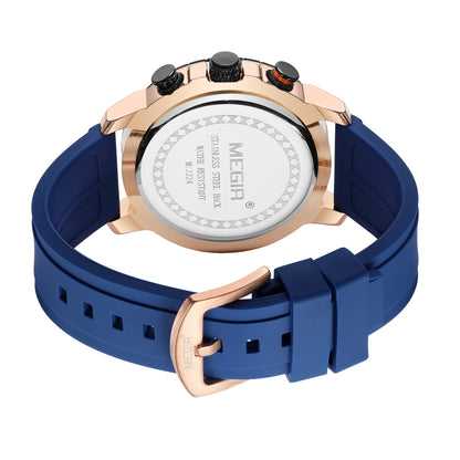 MEGIR Luxury Military Watches for Men Fashion Sport Quartz Wristwatch Waterproof Silicone Band Male Clock Chronograph with Date